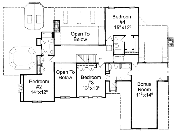 House Blueprint - European Floor Plan - Upper Floor Plan #429-134