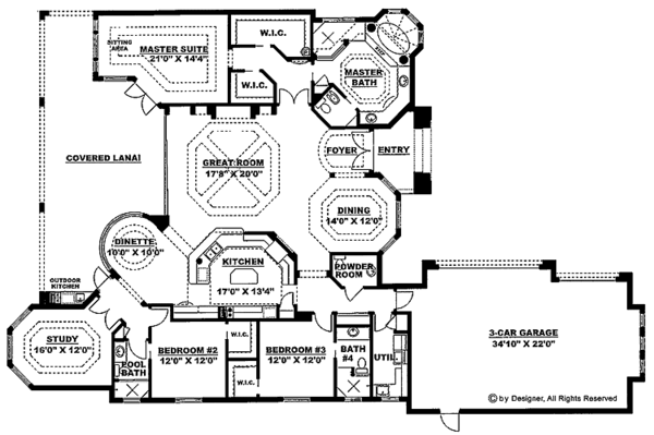 Architectural House Design - Mediterranean Floor Plan - Main Floor Plan #1017-10