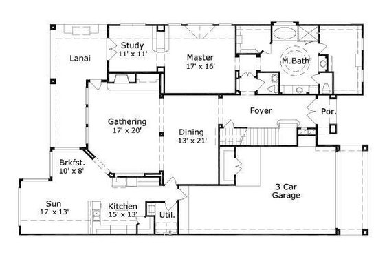 Floor Plan - Main Floor for European House Plan #411-368 - 3 bed, 3.5 bath