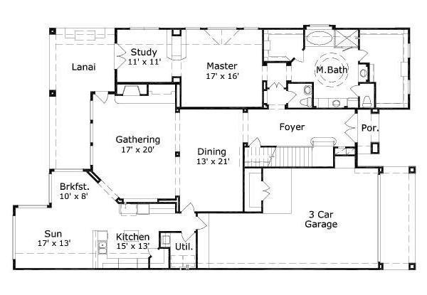 Floor Plan - Main Floor for European House Plan #411-368 - 3 bed, 3.5 bath