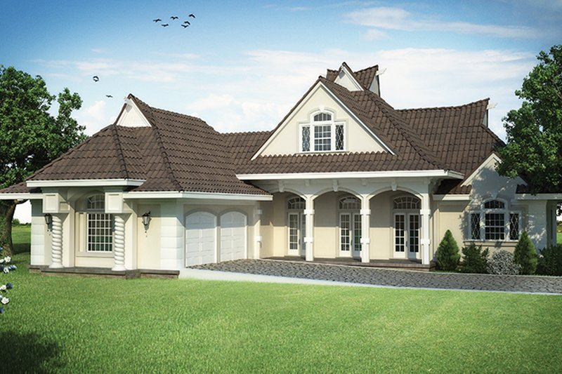 Home Plan - Exterior - Front Elevation 3 for European House Plan #45-568 - 3 bed, 2.5 bath