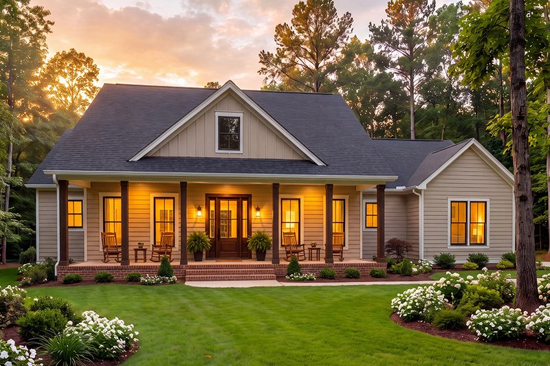 Architectural House Design - Exterior - Front Elevation 3 for Southern House Plan #406-9674 - 3 bed, 2.5 bath