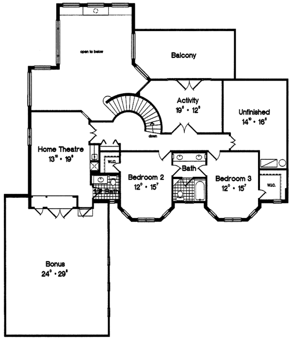 Architectural House Design - European Floor Plan - Upper Floor Plan #417-711