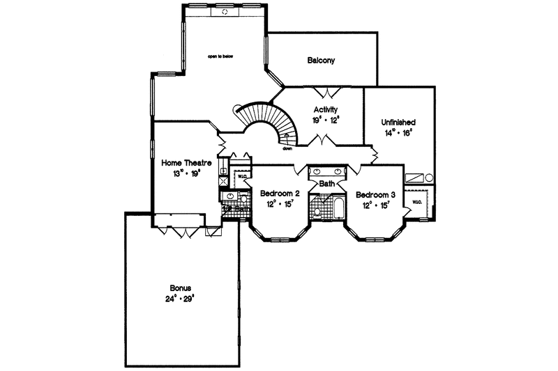 House Plan Design - Floor Plan - Upper Floor for European House Plan #417-711 - 3 bed, 2 bath