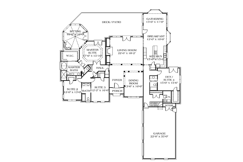 Dream House Plan - Floor Plan - Main Floor for Ranch House Plan #453-180 - 4 bed, 3 bath