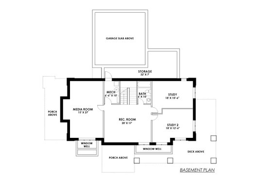 Floor Plan - Lower Floor for Contemporary House Plan #1042-16 - 4 bed, 4 bath
