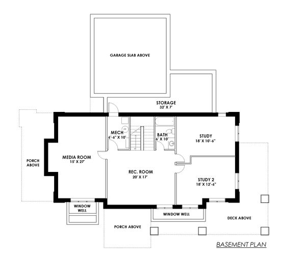 Contemporary Floor Plan - Lower Floor Plan #1042-16