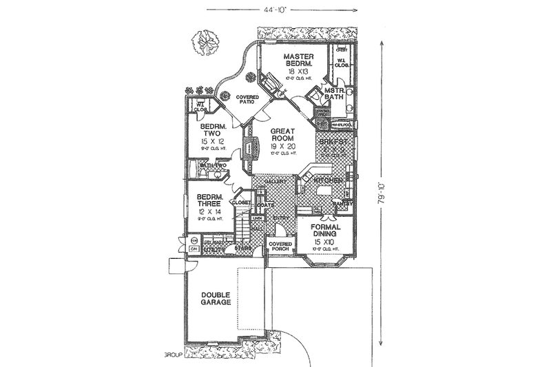 Home Plan - Floor Plan - Main Floor for Tudor House Plan #310-533 - 3 bed, 2 bath