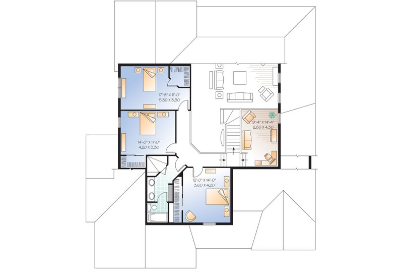 Home Plan - Upper Level Floor Plan - 3000 square foot Traditional home