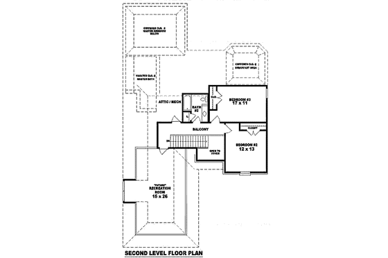 Floor Plan - Upper Floor for European House Plan #81-13747 - 3 bed, 2.5 bath