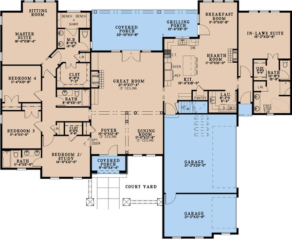 House Design - Farmhouse Floor Plan - Main Floor Plan #923-449