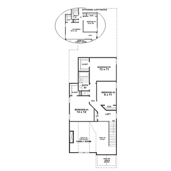 Southern Floor Plan - Upper Floor Plan #81-136