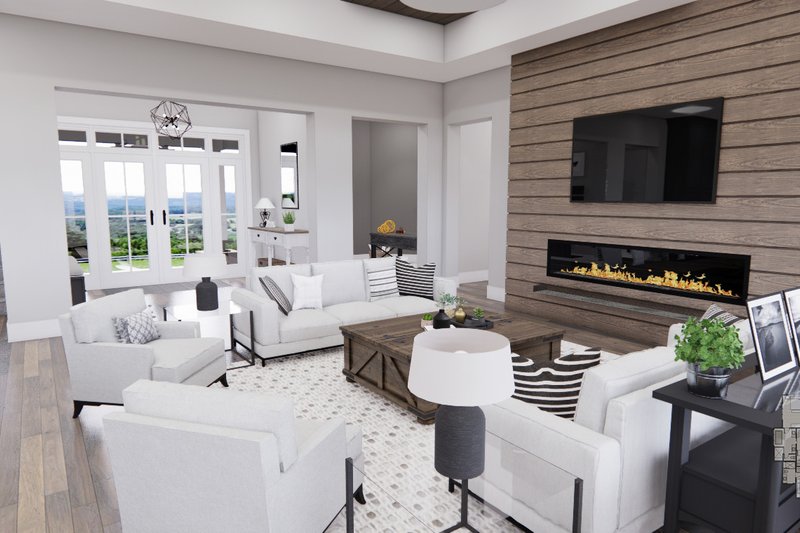 Architectural House Design - Interior - Family Room 2 for Farmhouse House Plan #51-1233 - 4 bed, 3.5 bath