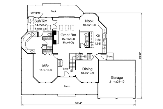 Floor Plan - Main Floor for Farmhouse House Plan #57-441 - 3 bed, 2.5 bath