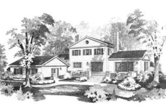 Exterior - Rear Elevation for Colonial House Plan #72-206 - 4 bed, 2.5 bath