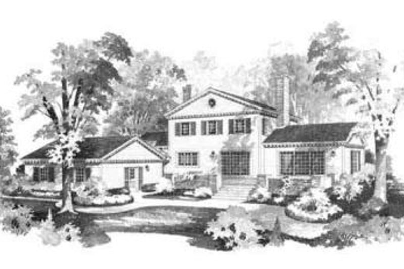 Home Plan - Exterior - Rear Elevation for Colonial House Plan #72-206 - 4 bed, 2.5 bath
