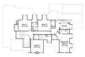 Floor Plan - Upper Floor for European House Plan #411-494 - 5 bed, 4.5 bath