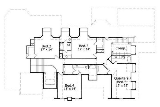 Floor Plan - Upper Floor for European House Plan #411-494 - 5 bed, 4.5 bath