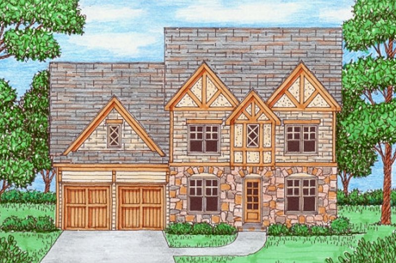 Dream House Plan - Tudor Exterior - Front Elevation Plan #413-877