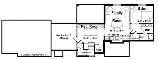House Plan Design - Floor Plan - Lower Floor for Farmhouse House Plan #928-460 - 4 bed, 2.5 bath