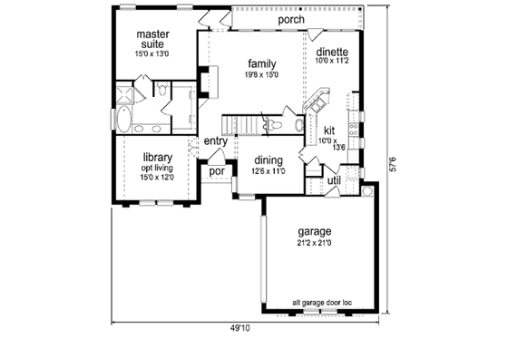 Floor Plan - Main Floor for Traditional House Plan #84-458 - 3 bed, 2.5 bath