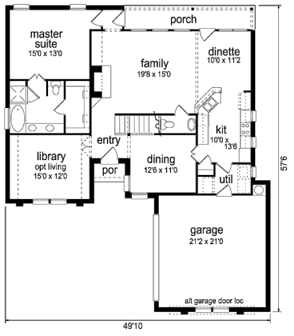 Architectural House Design - Traditional Floor Plan - Main Floor Plan #84-458