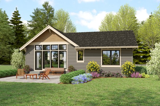 Exterior - Rear Elevation for Craftsman House Plan #48-1115 - 2 bed, 2 bath