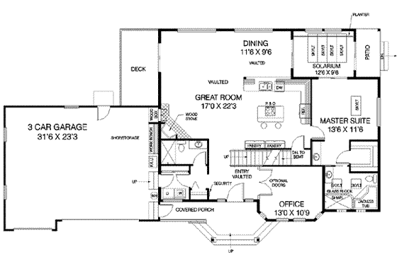 Floor Plan - Main Floor for Traditional House Plan #60-277 - 5 bed, 3 bath