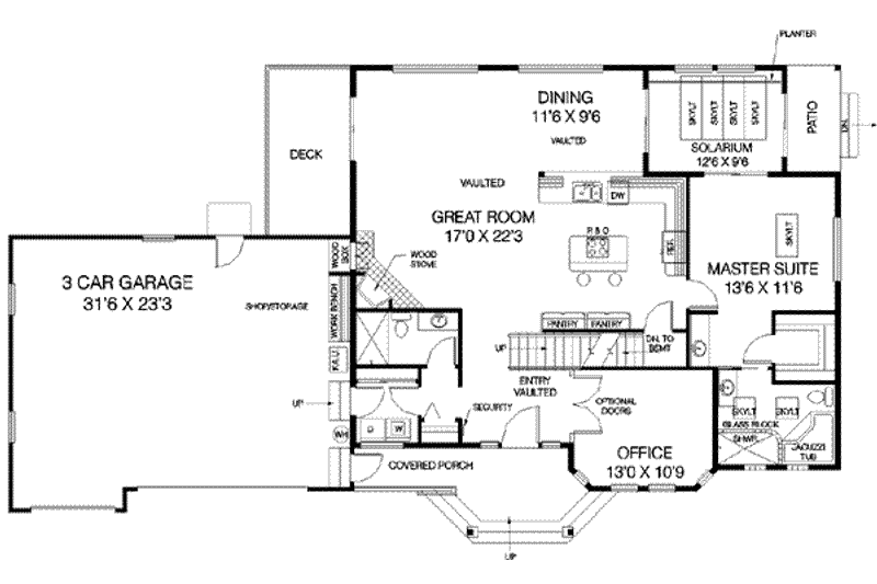Home Plan - Floor Plan - Main Floor for Traditional House Plan #60-277 - 5 bed, 3 bath