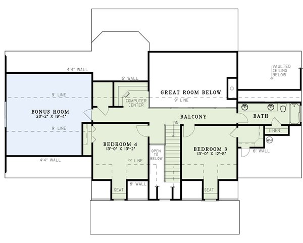 Colonial Floor Plan - Upper Floor Plan #17-2895