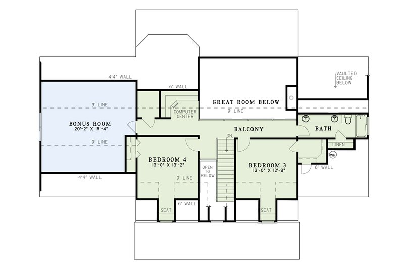 Home Plan - Floor Plan - Upper Floor for Colonial House Plan #17-2895 - 4 bed, 2.5 bath