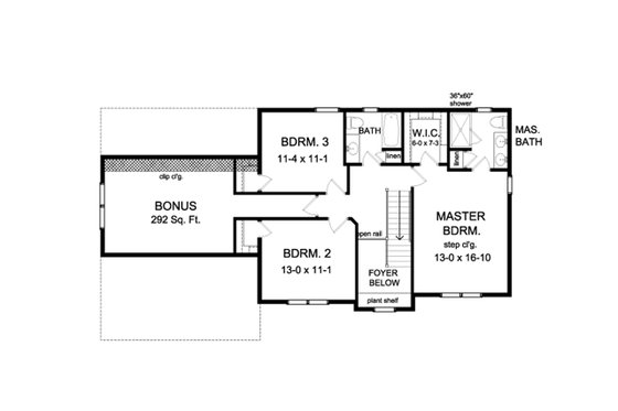 Floor Plan - Upper Floor for Colonial House Plan #1010-210 - 3 bed, 2.5 bath