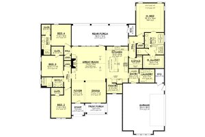 Floor Plan - Main Floor for Farmhouse House Plan #430-220 - 4 bed, 3 bath