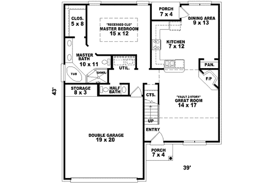 Floor Plan - Main Floor for Traditional House Plan #81-679 - 3 bed, 2.5 bath