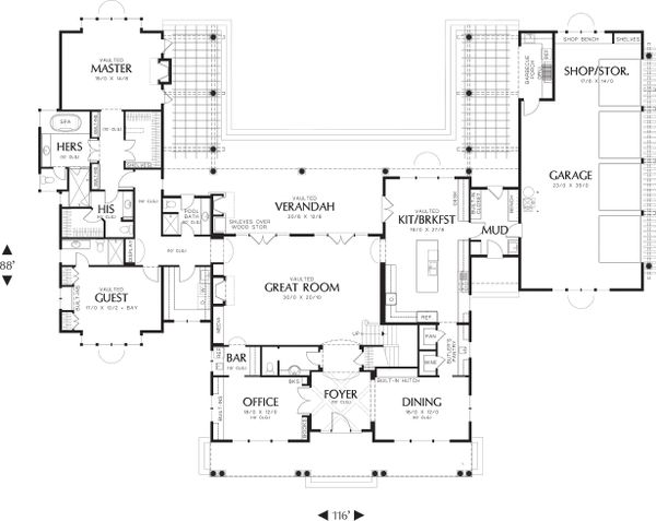 Architectural House Design - Country Floor Plan - Main Floor Plan #48-237