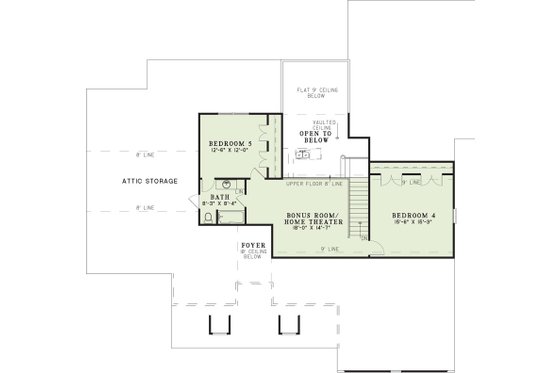 Floor Plan - Upper Floor for Ranch House Plan #17-2050 - 5 bed, 5 bath