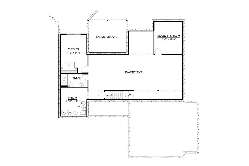 House Blueprint - Floor Plan - Lower Floor for Barndominium House Plan #1064-190 - 3 bed, 2 bath
