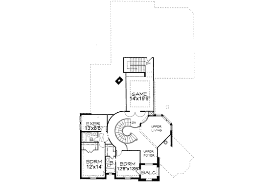 Floor Plan - Upper Floor for European House Plan #141-111 - 4 bed, 4 bath