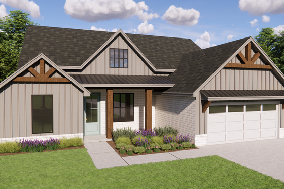 Exterior - Front Elevation 3 for Farmhouse House Plan #1119-8 - 4 bed, 2 bath