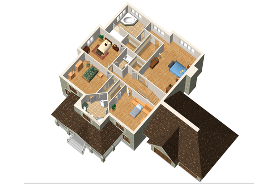 Floor Plan - Upper Floor 1 for European House Plan #25-4631 - 4 bed, 3 bath