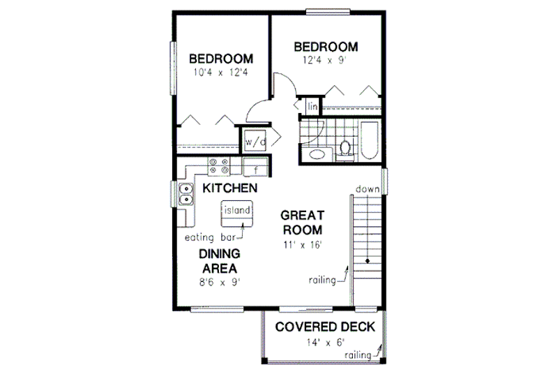 Home Plan - Floor Plan - Upper Floor for Craftsman House Plan #18-320 - 2 bed, 1.5 bath