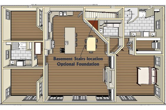 Floor Plan - Other Floor 2 for Bungalow House Plan #44-238 - 2 bed, 2 bath