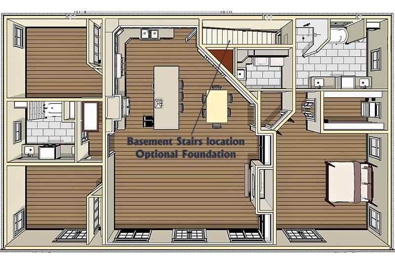 Home Plan - Floor Plan - Other Floor 2 for Bungalow House Plan #44-238 - 2 bed, 2 bath