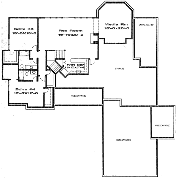 Traditional Floor Plan - Lower Floor Plan #6-164