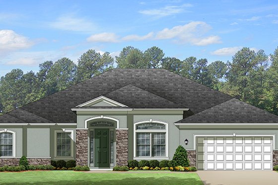 Exterior - Front Elevation 3 for European House Plan #1058-129 - 4 bed, 3 bath