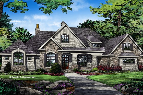Exterior - Front Elevation 3 for European House Plan #929-1008 - 5 bed, 5 bath