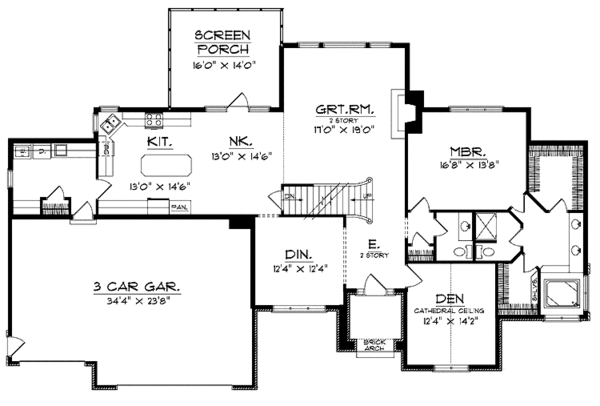 House Design - Traditional Floor Plan - Main Floor Plan #70-1369