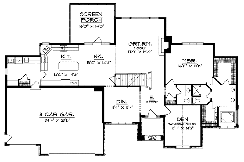 Home Plan - Floor Plan - Main Floor for Traditional House Plan #70-1369 - 3 bed, 2.5 bath