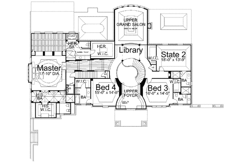 Home Plan - Floor Plan - Upper Floor for European House Plan #119-235 - 5 bed, 6 bath