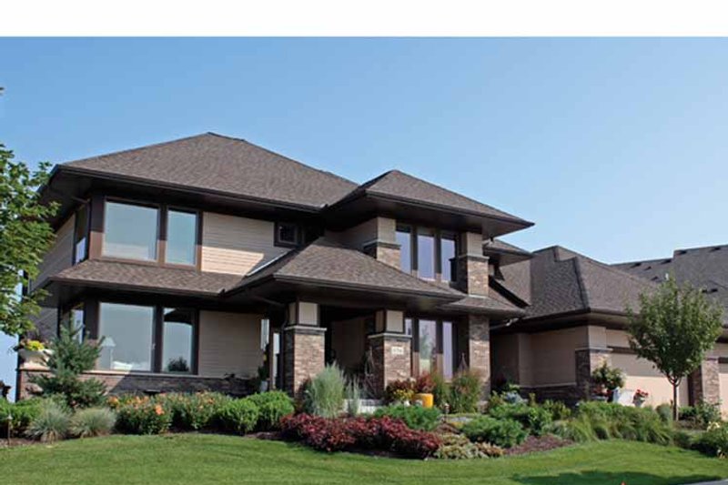 Home Plan - Exterior - Front Elevation 3 for Prairie House Plan #51-1123 - 2 bed, 2.5 bath